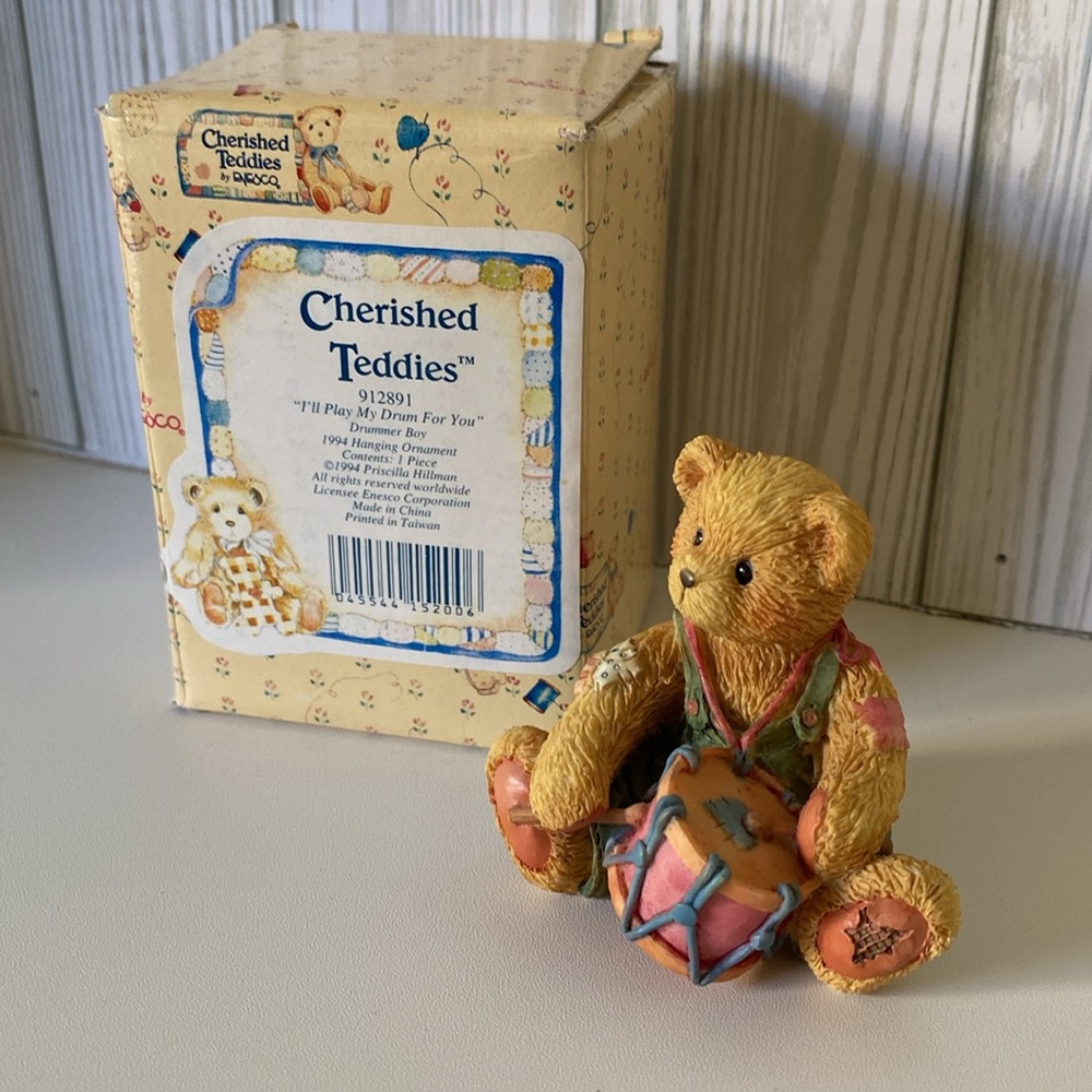 Vintage 1994 Cherished Teddies Drummer Boy "I'll Play My Drum"